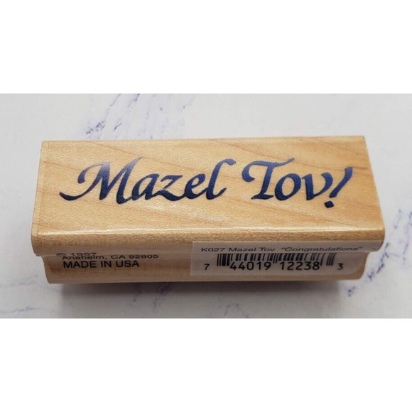 Mazel Tov Congratulations Good Luck Stampendous Wood Mounted Rubber Stamp K027 - Picture 1 of 7